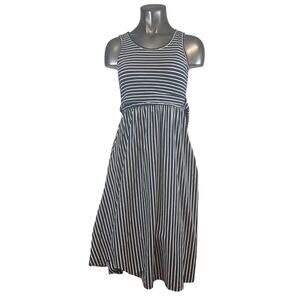 Latched Mama Dress Fit & Flare Sleeveless Midi Coastal Nautical Monochrome XS